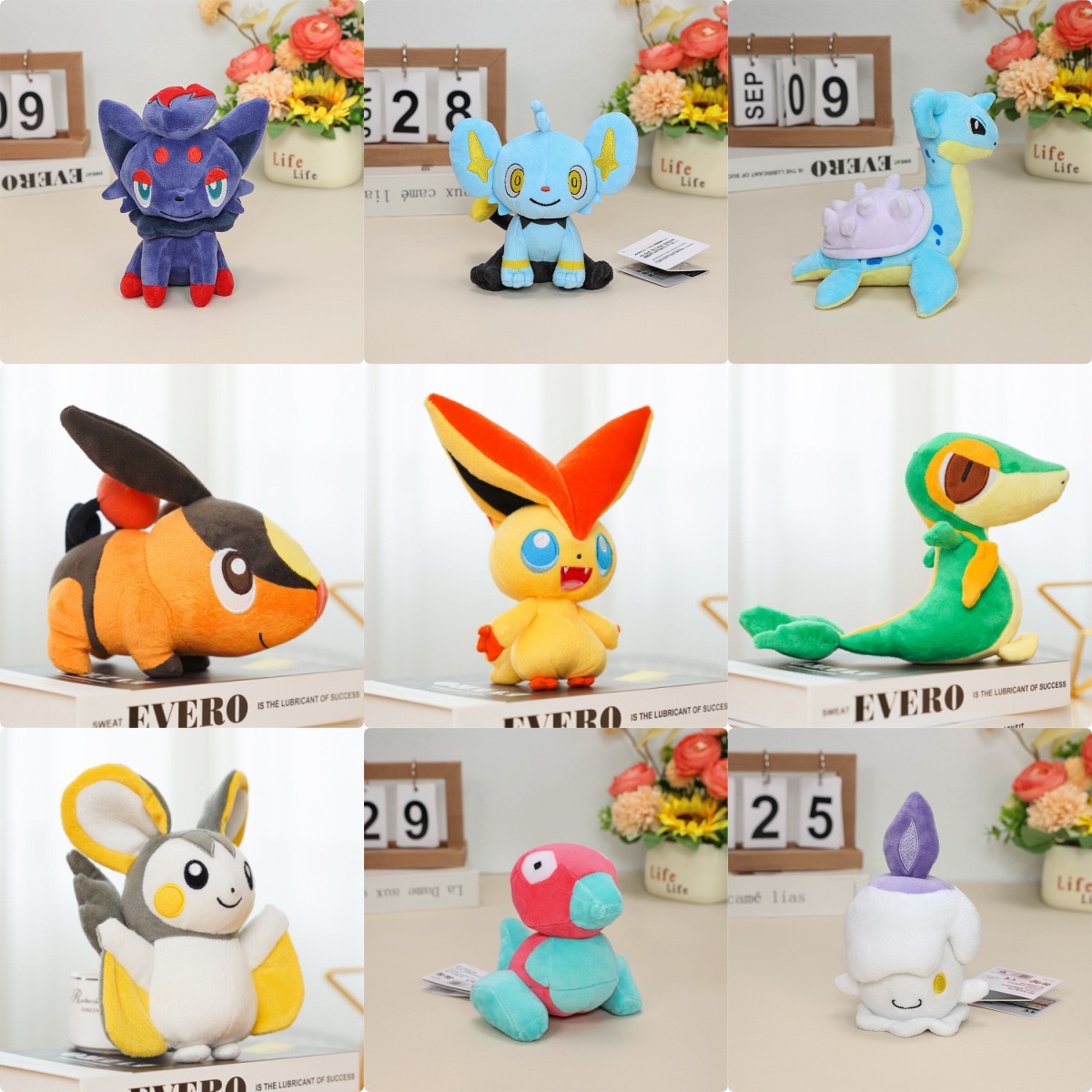 Kids Toys Japan - Peluche Pokémon: Zorua, Shinx, Lapras, Tepig,