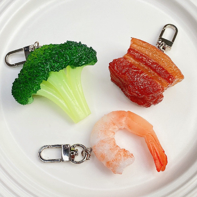Kids Toys In Wholesale - Simulazione Portachiavi alimentare Maiale brasato Broccoli